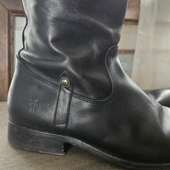 Frye leather knee high riding moto leather flat boots melissa - Picture 7 of 16